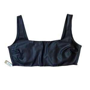 Skims 3X Faux Leather Bralette Soot Black NWT